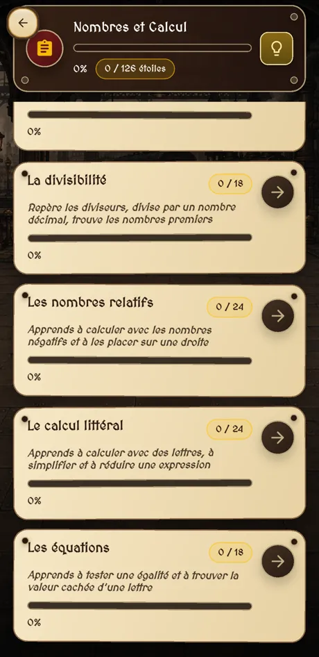 Les chapitres de Nombres et Calcul : 5e (2/2)
