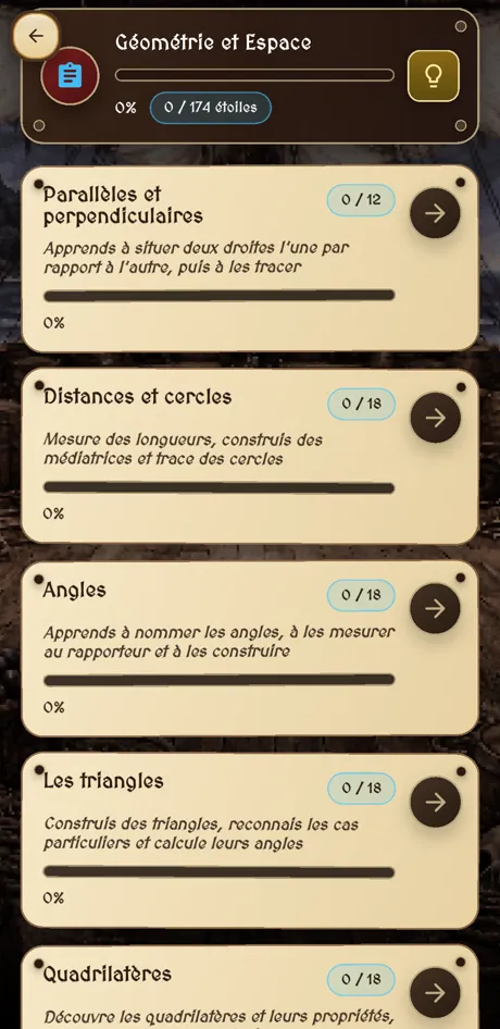 Les chapitres de Géométrie et Espace : 6e (1/2)
