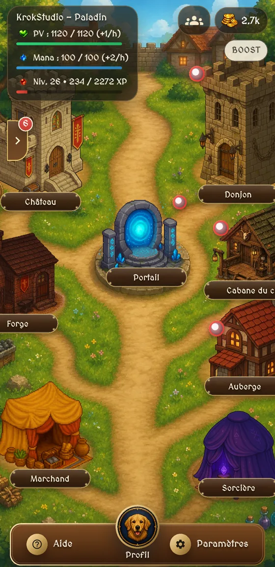 Le village de MathVentura et ses bâtiments